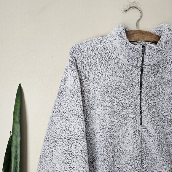 GEORGE | Grey Fluffy Teddy Quarter Zip Sweatshirt - Picture 3 of 5